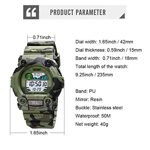 Kids Camouflage LED Sports Waterproof Digital Military Watch
