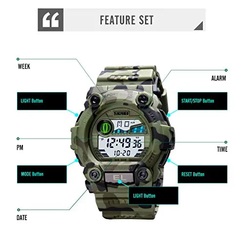 Kids Camouflage LED Sports Waterproof Digital Military Watch