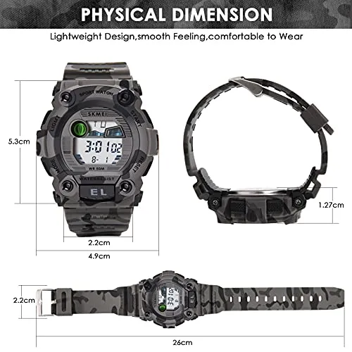 Kids Camouflage LED Sports Waterproof Digital Military Watch