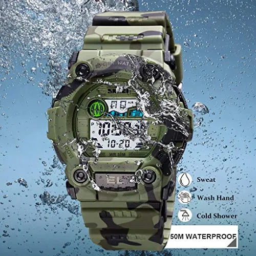 Kids Camouflage LED Sports Waterproof Digital Military Watch