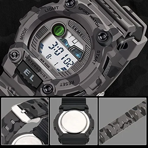 Kids Camouflage LED Sports Waterproof Digital Military Watch