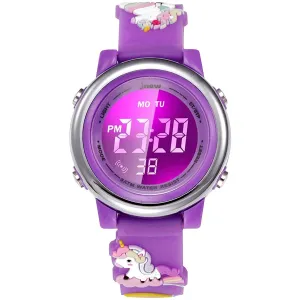 Kids Unicorn Watch Waterproof Digital - Upgrade 3D Cute Cartoon 7 Color Lights Sport Outdoor Toddler Watch with Alarm Stopwatch for 3-10 Year Boys Girls Little Child - Best Gift