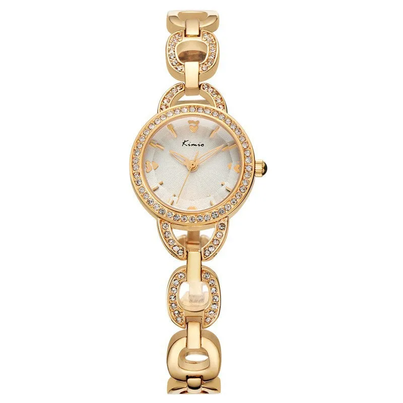 KIMIO New Women Fashion Bracelet Watch Luxury Rhinestone Women Dress Watch Analog Display Quartz Watch