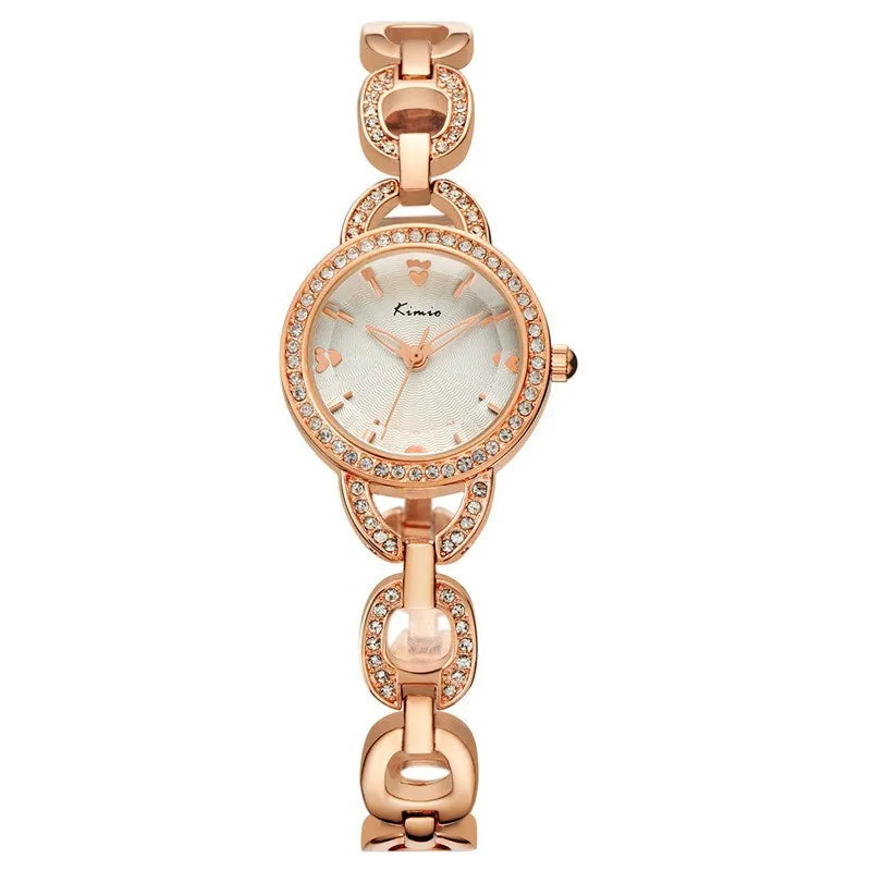 KIMIO New Women Fashion Bracelet Watch Luxury Rhinestone Women Dress Watch Analog Display Quartz Watch