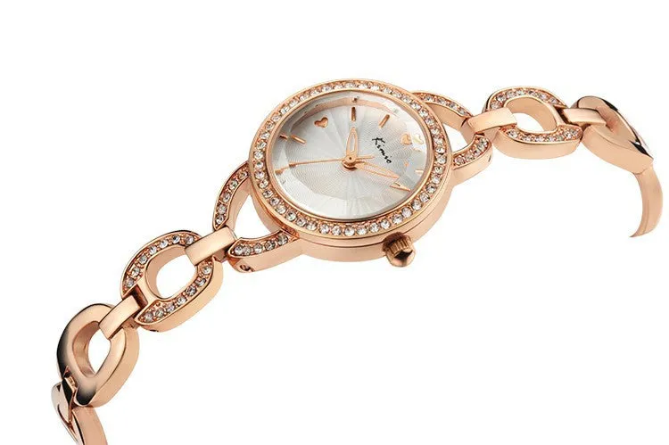 KIMIO New Women Fashion Bracelet Watch Luxury Rhinestone Women Dress Watch Analog Display Quartz Watch