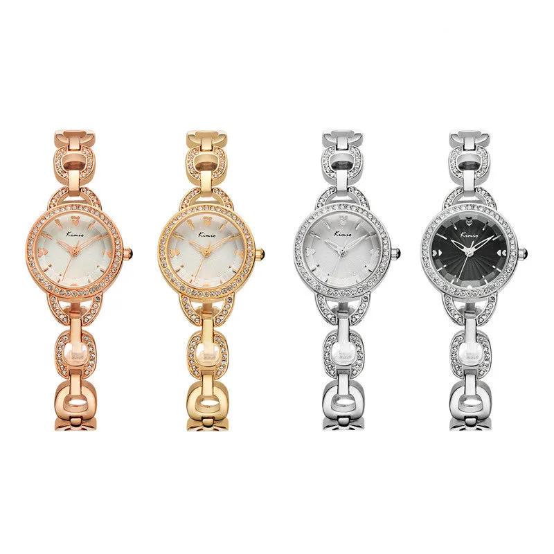 KIMIO New Women Fashion Bracelet Watch Luxury Rhinestone Women Dress Watch Analog Display Quartz Watch