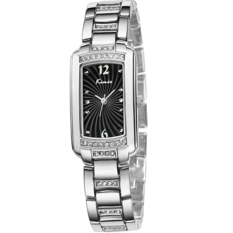 KIMIO New Women Quartz Watch IP Plating Gold Stainless & Rhinestone Band Casual Watch Women Wristwatch