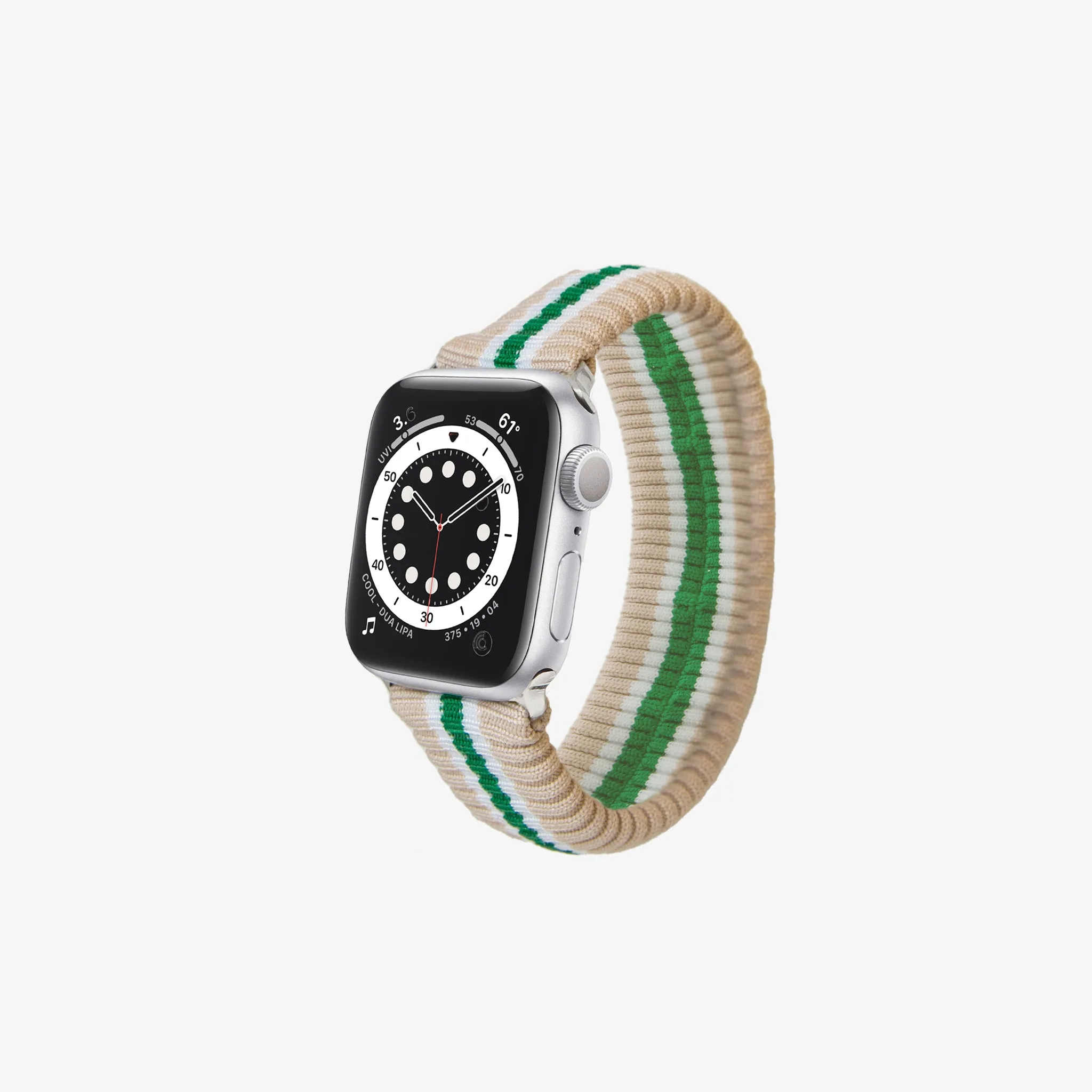 Knit Apple Watch Band - Oat   Green Stripe