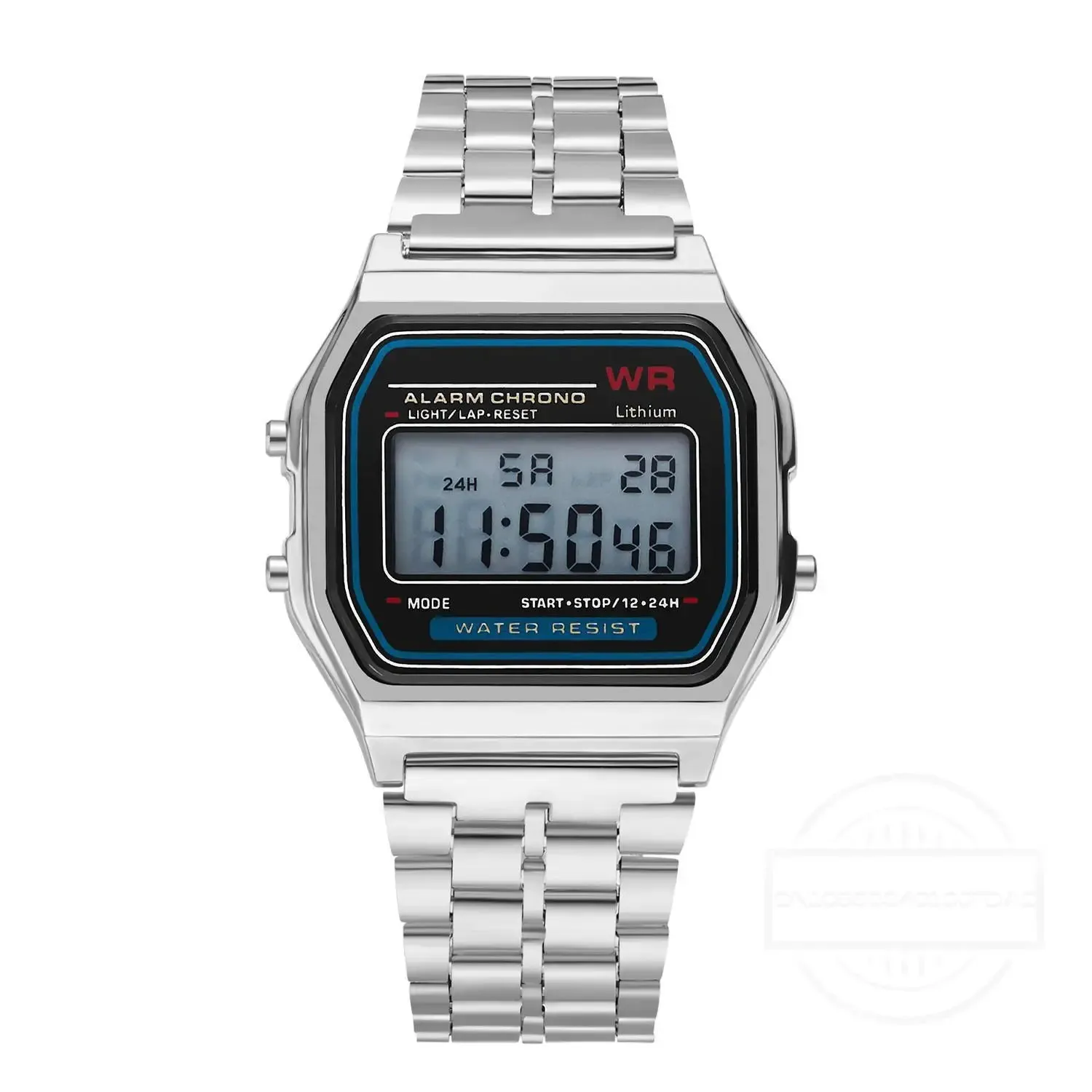 LED Digital Watches for Men Stainless Steel Gold Sliver Electronic Watch
