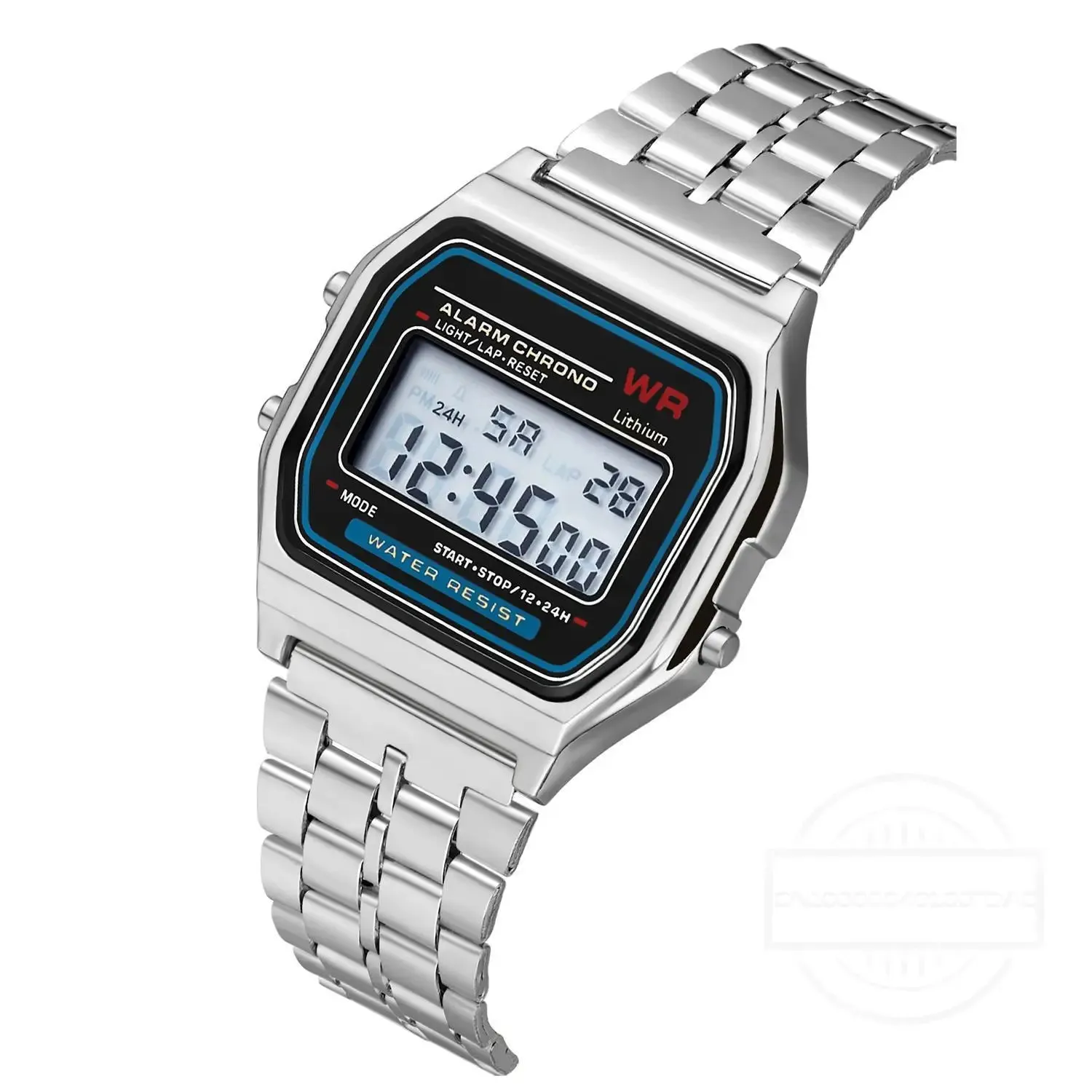 LED Digital Watches for Men Stainless Steel Gold Sliver Electronic Watch