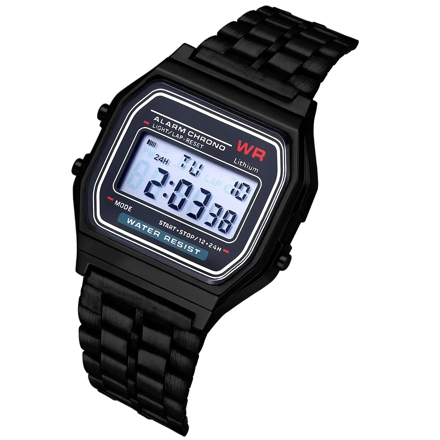 LED Digital Watches for Men Stainless Steel Gold Sliver Electronic Watch