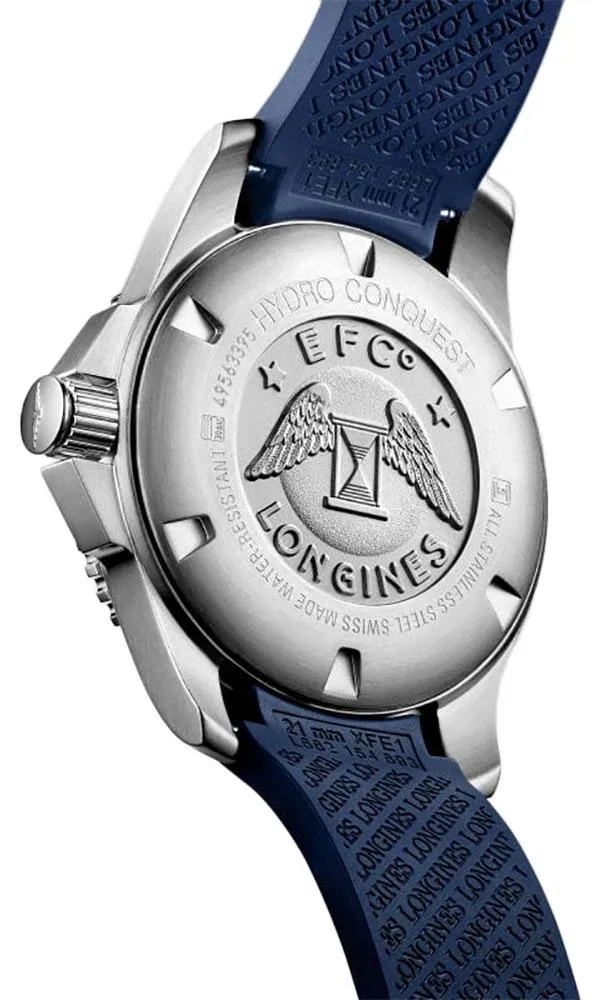 Longines HydroConquest Automatic Chronograph Stainless Steel Blue Rubber Strap Blue Dial Date Divers Mens Watch L3.783.4.96.9