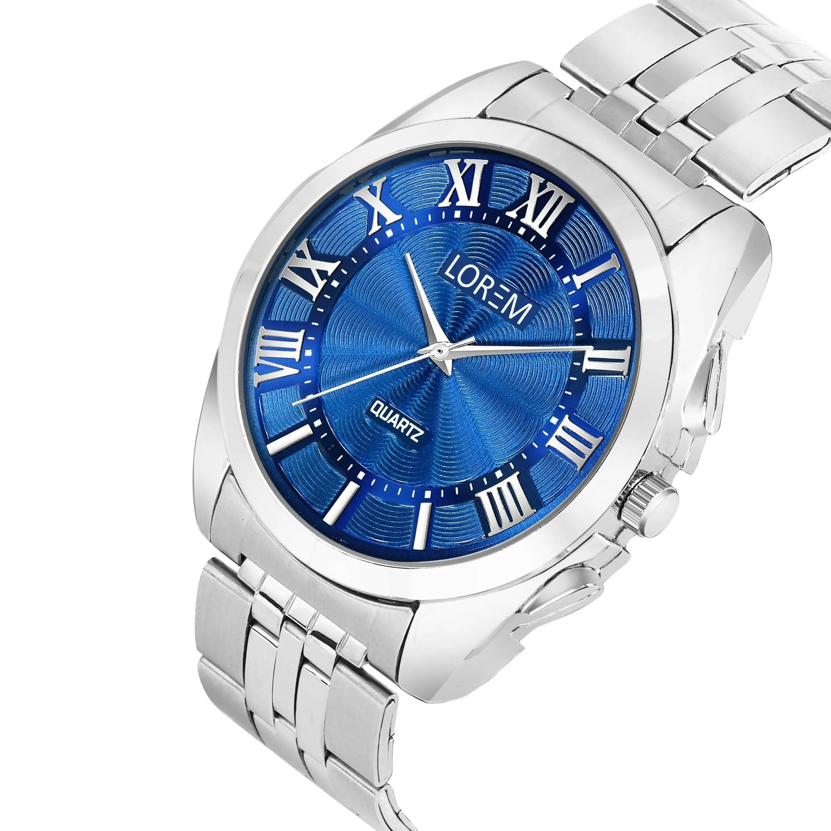 LOREM Blue 3D Roman Stainless Steel Analog Watch For Men LR126