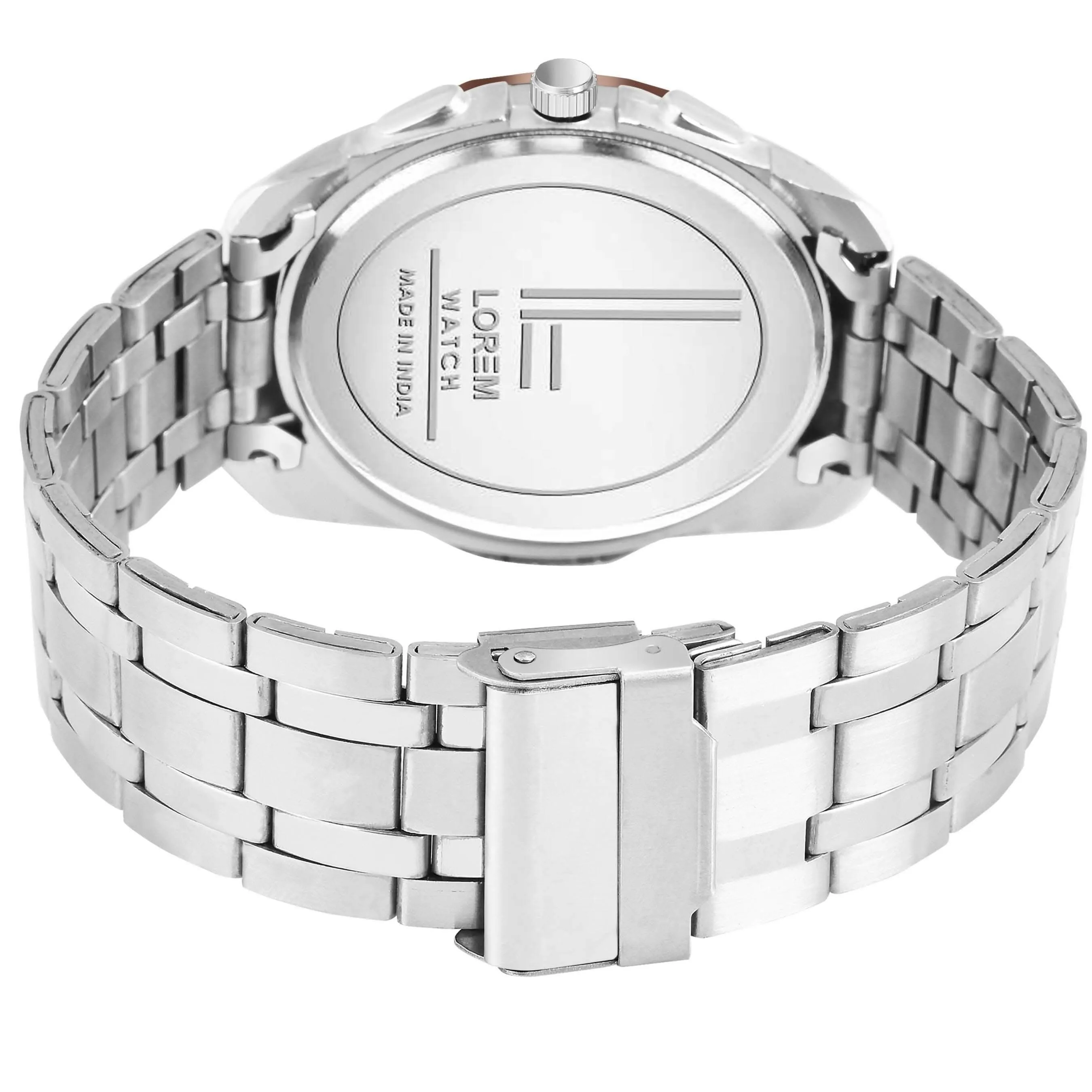 LOREM Brown & Silver Dummy Chronograph Metal Analog Watch For Men LR116