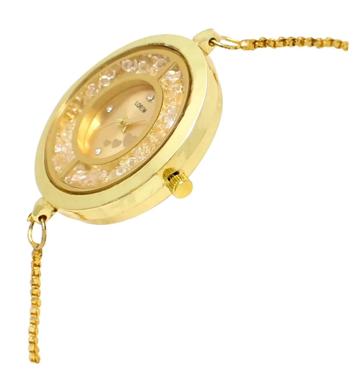 LOREM Gold Round Braclet Analog Watch For Women LR254