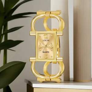 LOREM Gold Trending Square Braclet Analog Watch For Women LR294