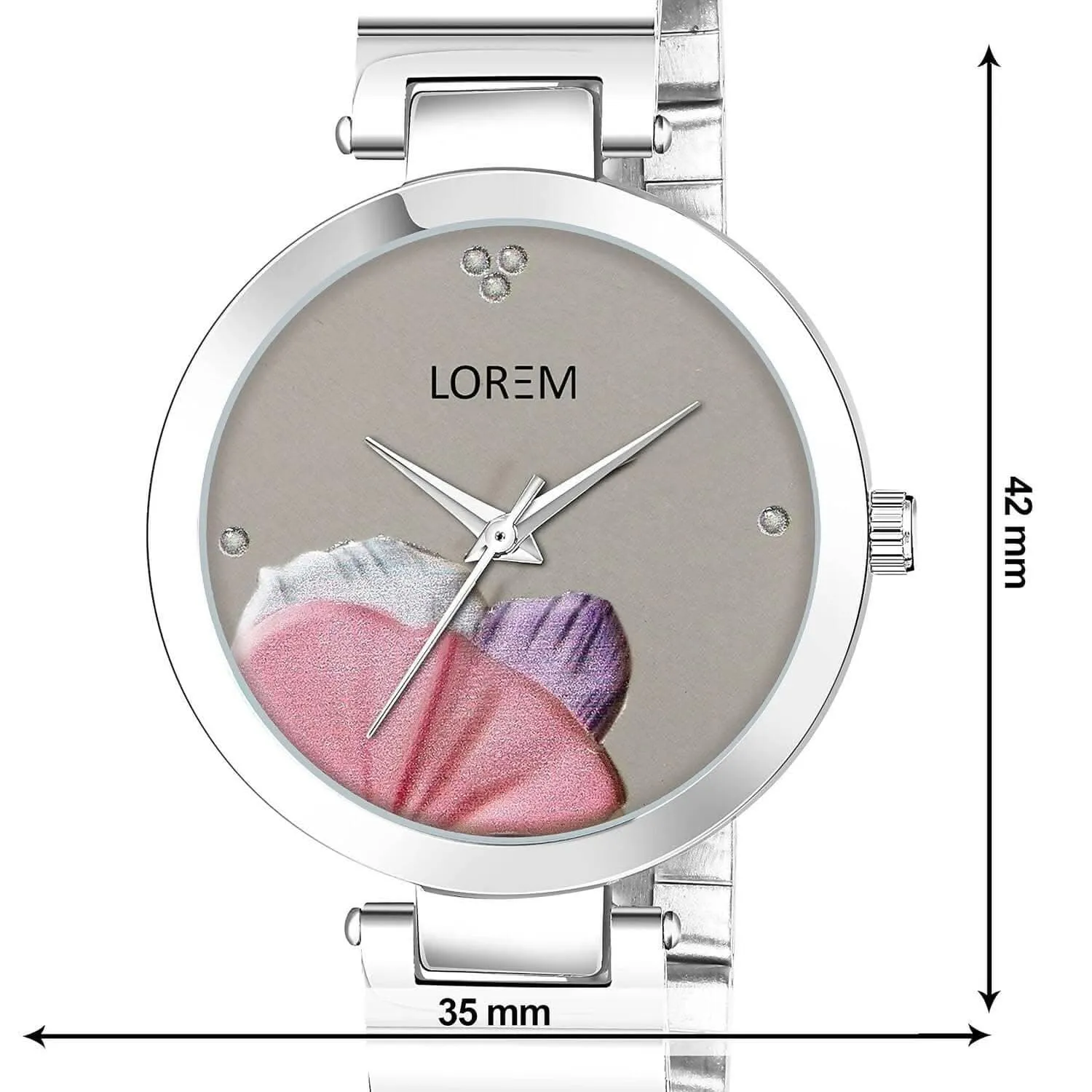 LOREM Grey Flower Designer Analog Watch For Women - LR312