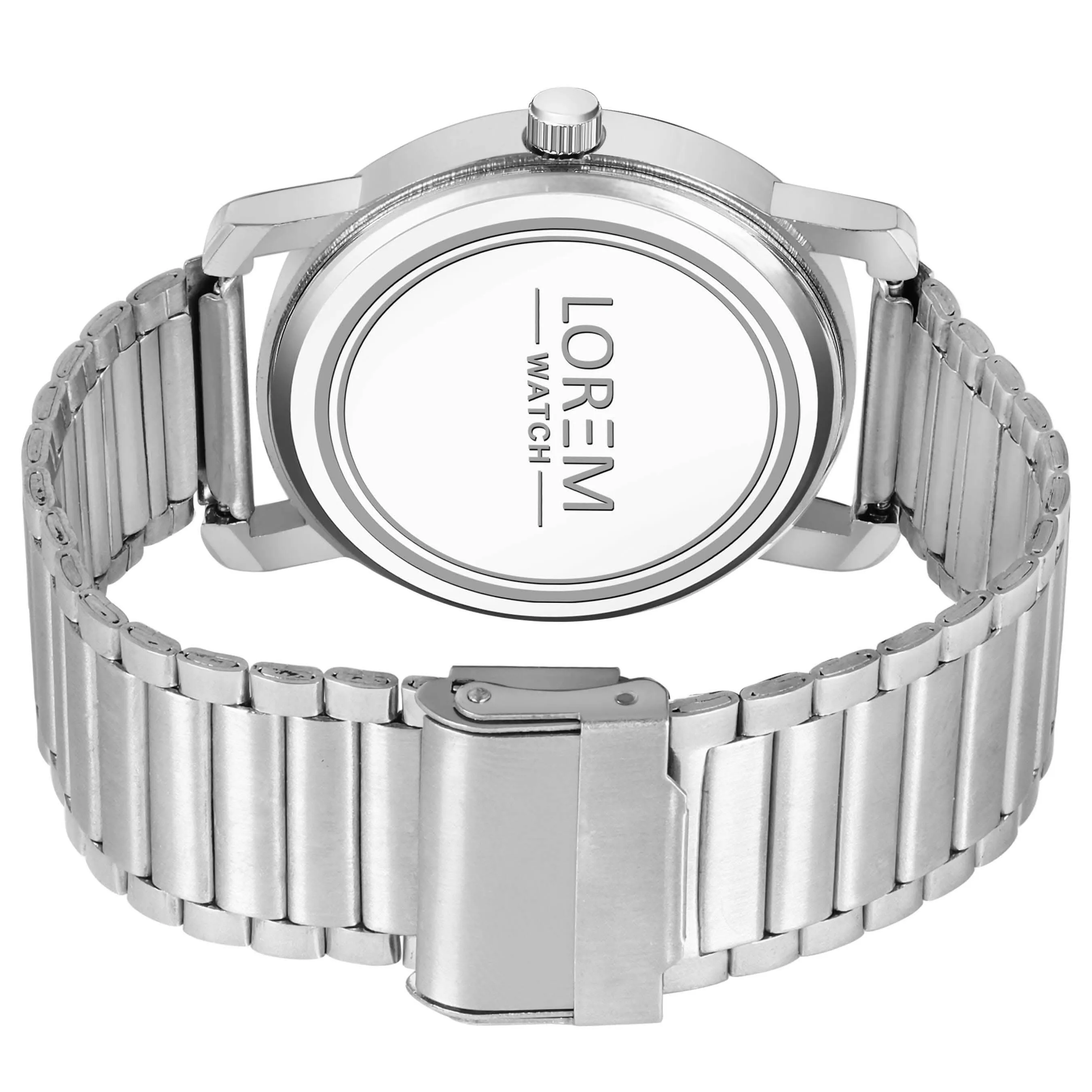LOREM White 3D Embossed Stainless Steel Analog Watch For Men LR121