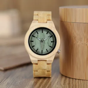 lovers' Wooden Watch Full Bamboo Green Dial Quartz Watches