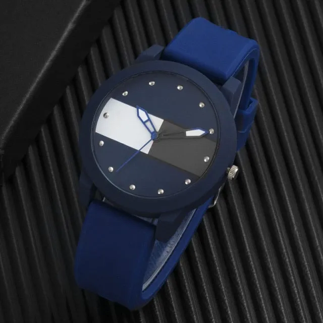 Luxury Big Dial Watch Men Silicone Band Quartz Wristwatch