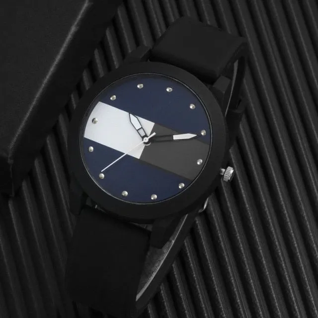 Luxury Big Dial Watch Men Silicone Band Quartz Wristwatch