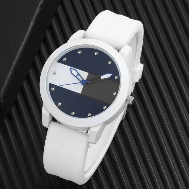 Luxury Big Dial Watch Men Silicone Band Quartz Wristwatch