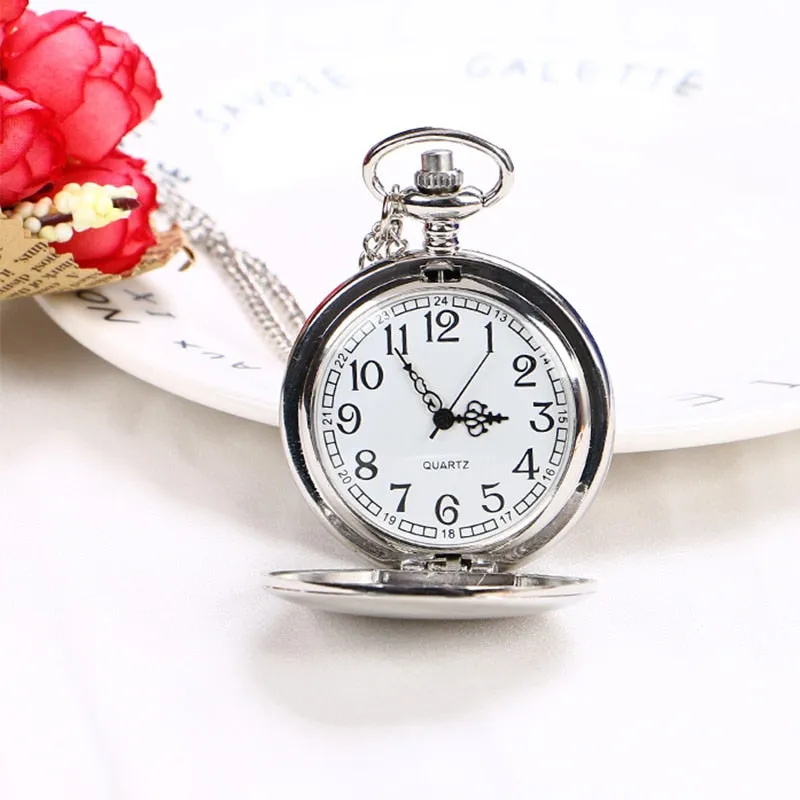 Luxury Smooth Silver Pendant Pocket Watch