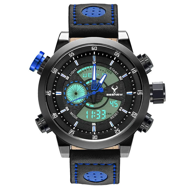 Luxury Stylish men military sports dual display digital watches Luminous quartz watch waterproof 30M relogio masculino