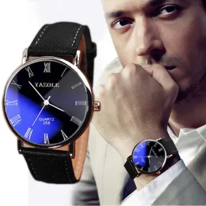 Men Watches Fashion Faux Leather Men wristwatches Man relojes Hour Blue Ray Glass Quartz Watch Mens Watches Top Brand Luxury Casual Watches