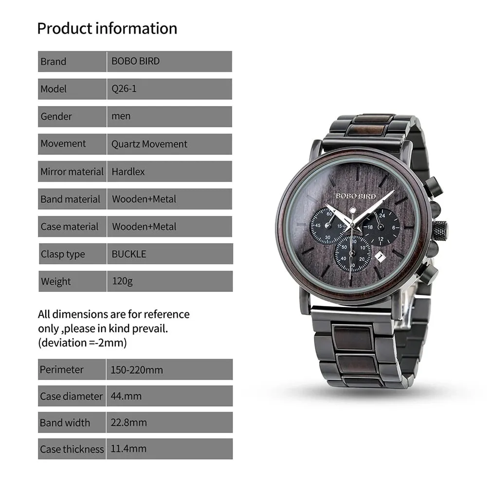Men's Stylish Wood Three Dial Quartz Analog Watches