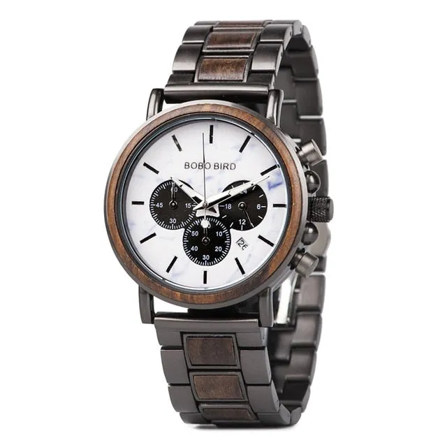 Men's Stylish Wood Three Dial Quartz Analog Watches
