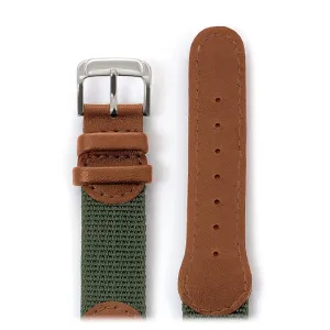 Mens Swiss Army Style Leather Watchband in Black, Tan and Green
