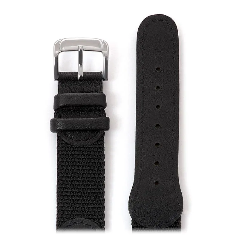 Mens Swiss Army Style Leather Watchband in Black, Tan and Green