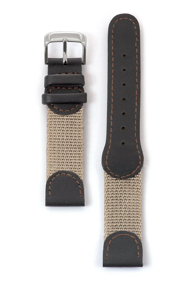 Mens Swiss Army Style Leather Watchband in Black, Tan and Green
