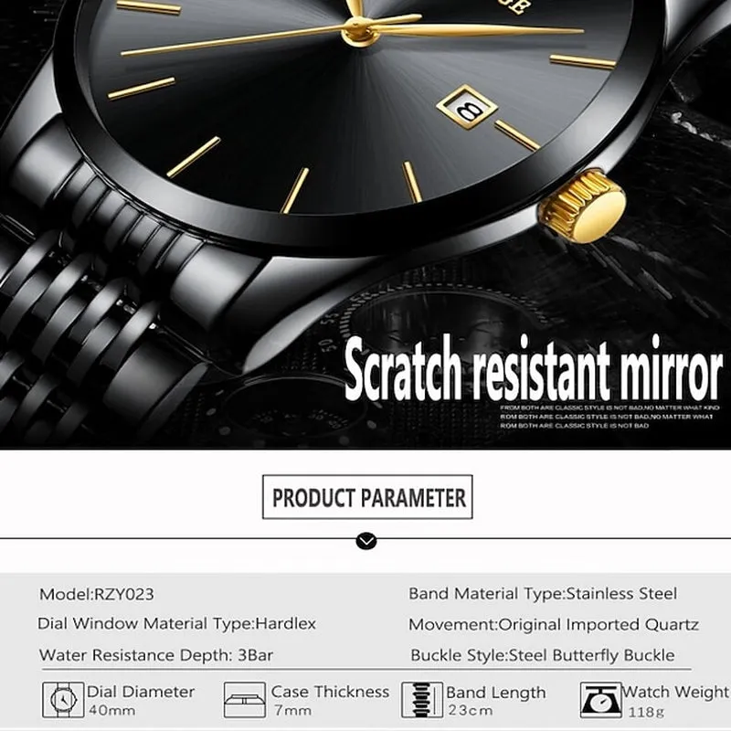 Men's Ultra-Thin Luxury Analog Quartz Watch w/Calendar