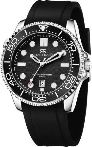 Mens Watches Waterproof Rubber Band Watch for Men Luminous Hands and Markers Date Display Wrist Watch
