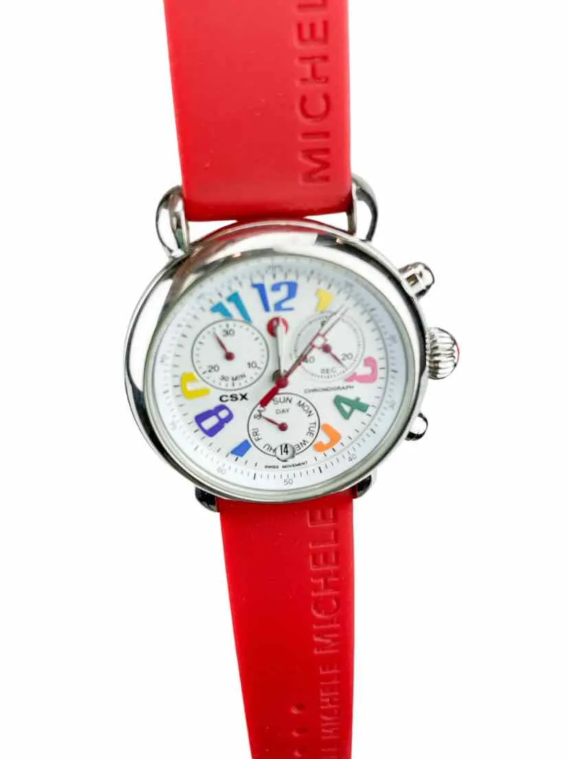 Michele Women's CSX Carousel Chronograph Watch Red   extra bands