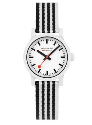 Mondaine essence, 32mm, black and white sustainable watch MS1.32110.LA