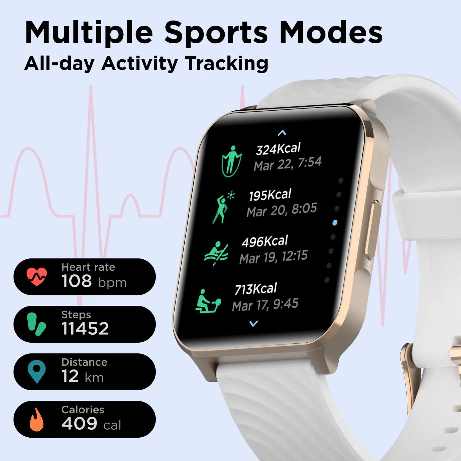 Motorola Moto Watch 70 - Health and Fitness Bluetooth Smartwatch for Every Day Wear, Advanced Health Features, Up to 10 Days Battery Life - Compatible with Android and iOS - Rose Gold