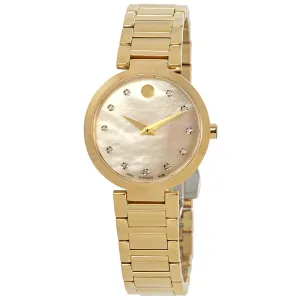 Movado Modern Classic Mother of Pearl Diamond Dial Ladies Watch 0607105