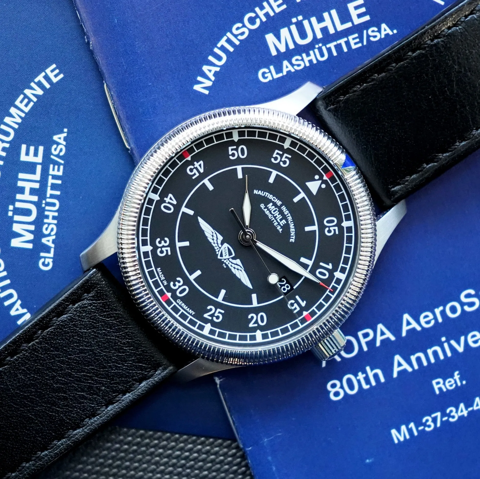 MUHLE GLASHUTTE AOPA Aerosport Limited Edition Watch M1-37-34-401 Automatic Wristwatch - ALL Original BOX & Papers!