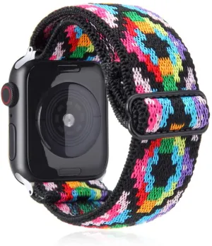Multi Color Aztec Adjustable Fabric Apple Watch Band 38/40