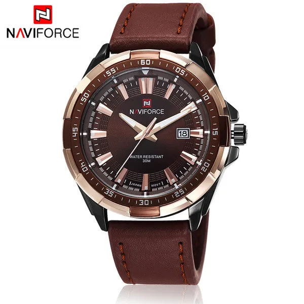 NAVIFORCE Luxury Brand Fashion Men Military Sports Watches Men's Quartz Auto Date Clock Man Leather Strap Casual Wrist Watch