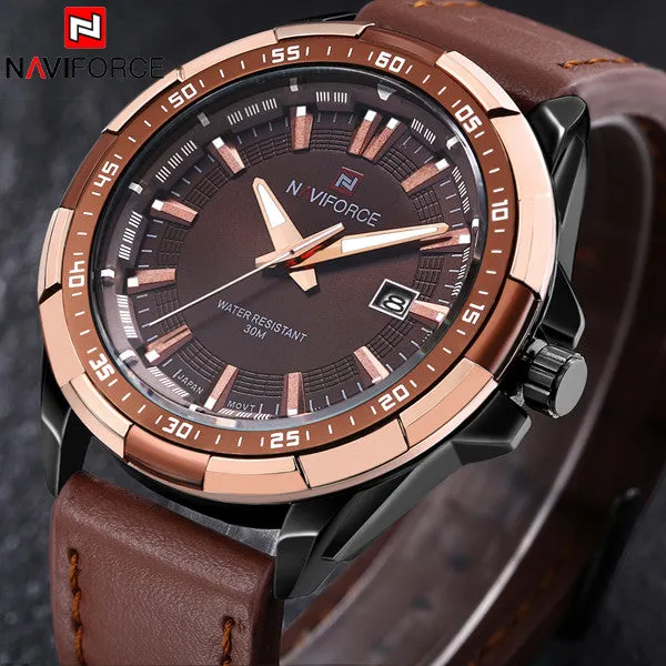 NAVIFORCE Luxury Brand Fashion Men Military Sports Watches Men's Quartz Auto Date Clock Man Leather Strap Casual Wrist Watch