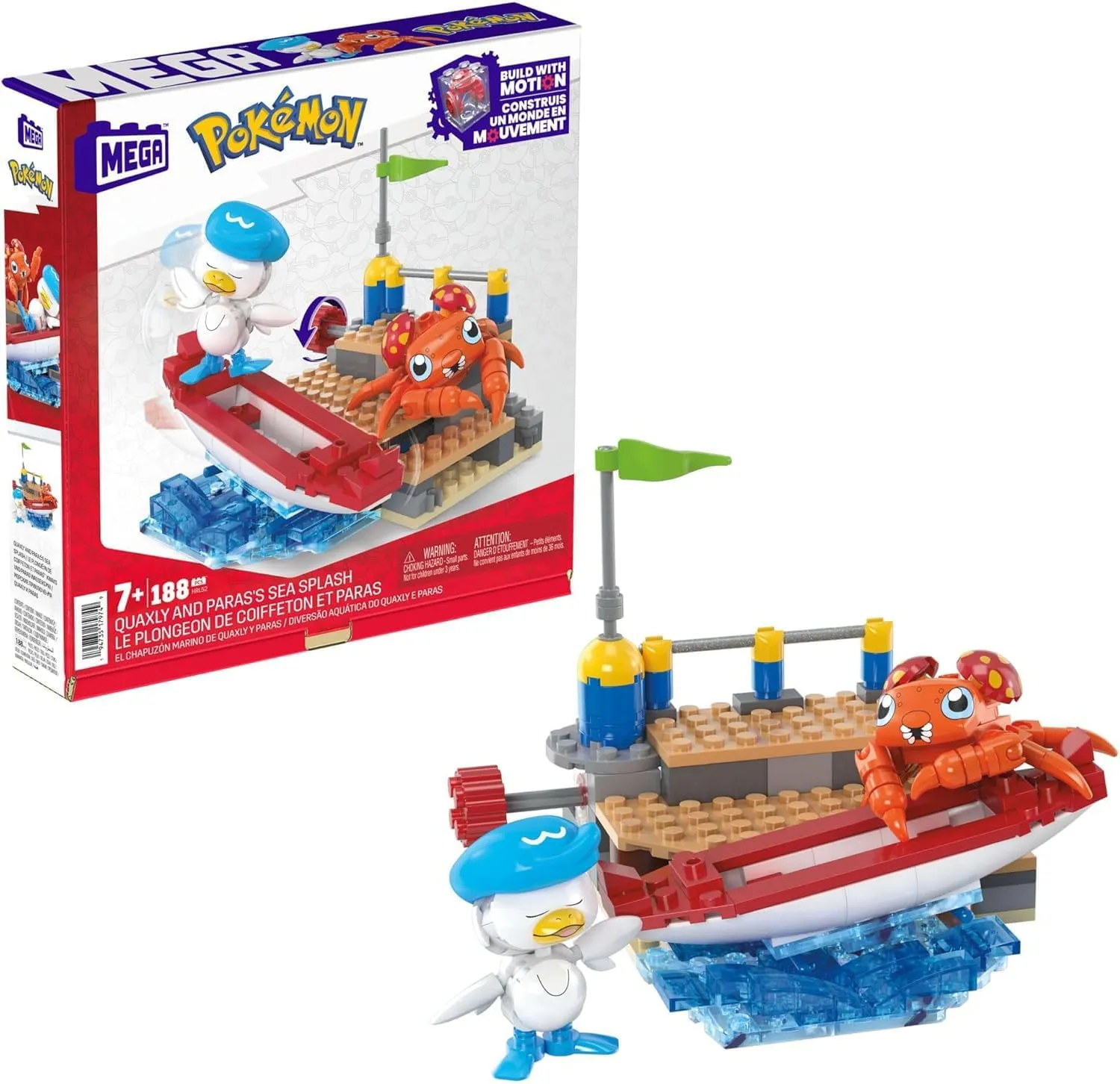 NEW MEGA Pokemon Quaxly and Paras Building Toy Kit with 2 Action Figures 188pcs