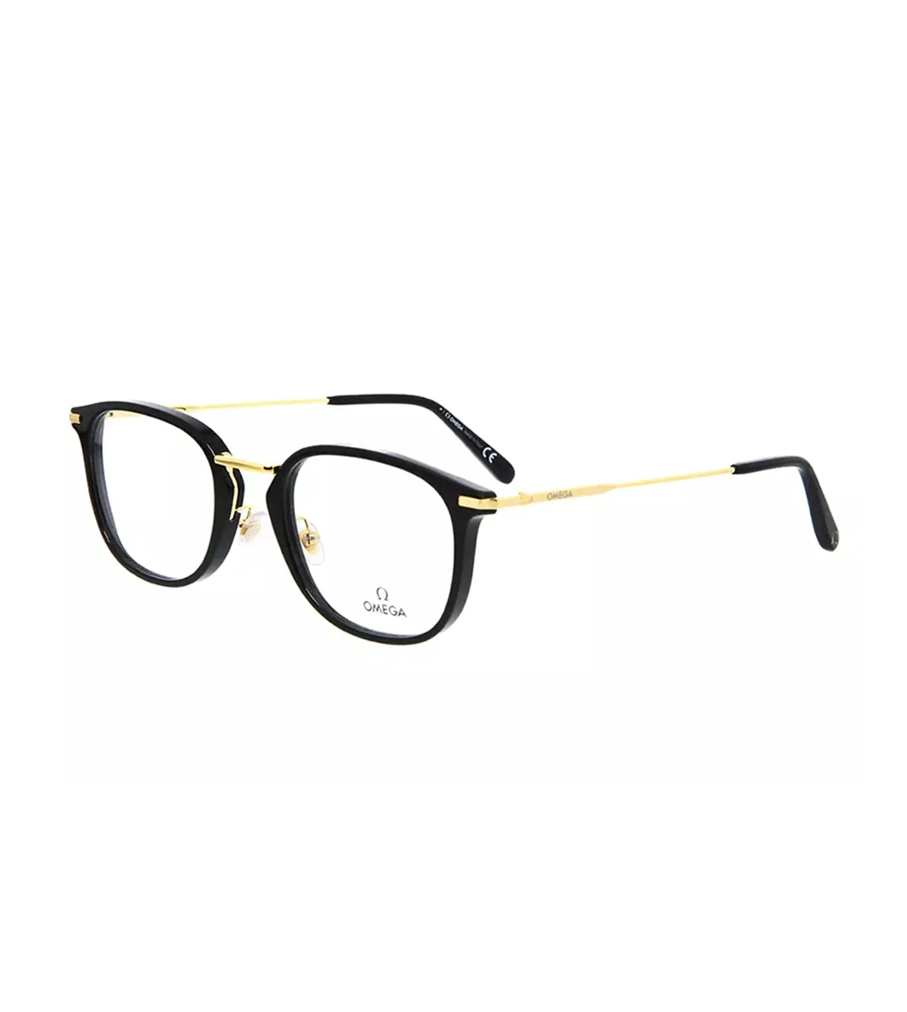 Omega Men's Black Round Optical Frame