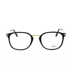 Omega Men's Black Round Optical Frame