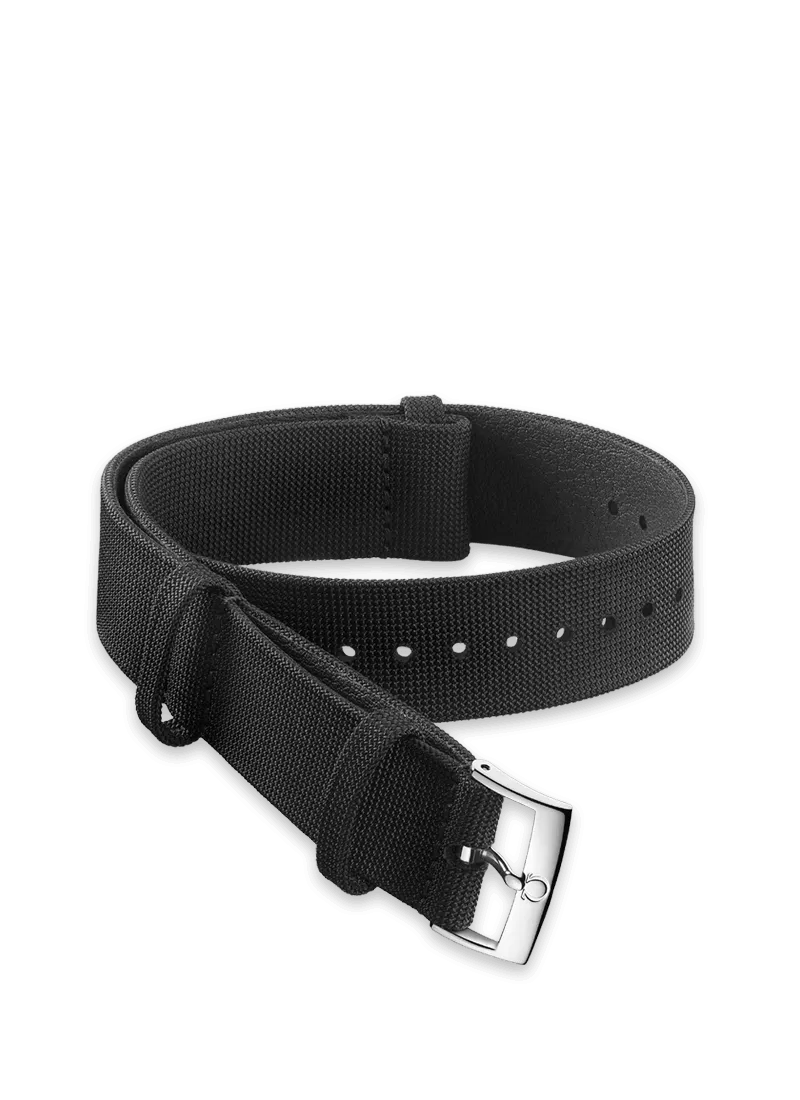 Omega Nato Black Coated Nylon Fabric Strap 20MM
