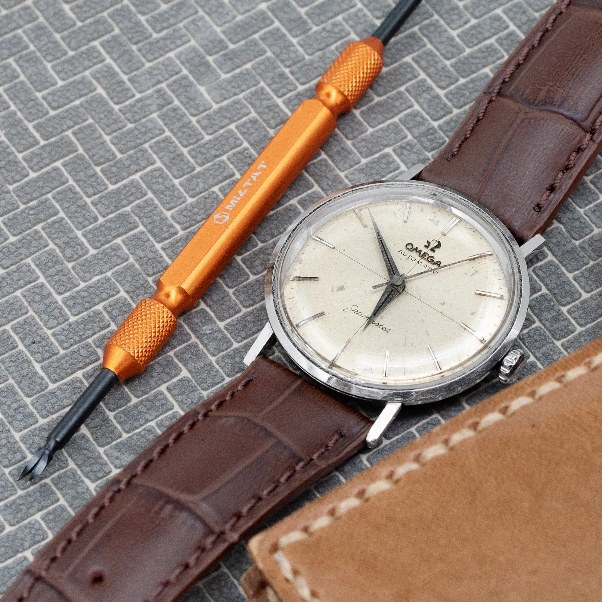 Q.R. 18mm or 19mm Brown CrocoCalf (Italian Croco Grain)