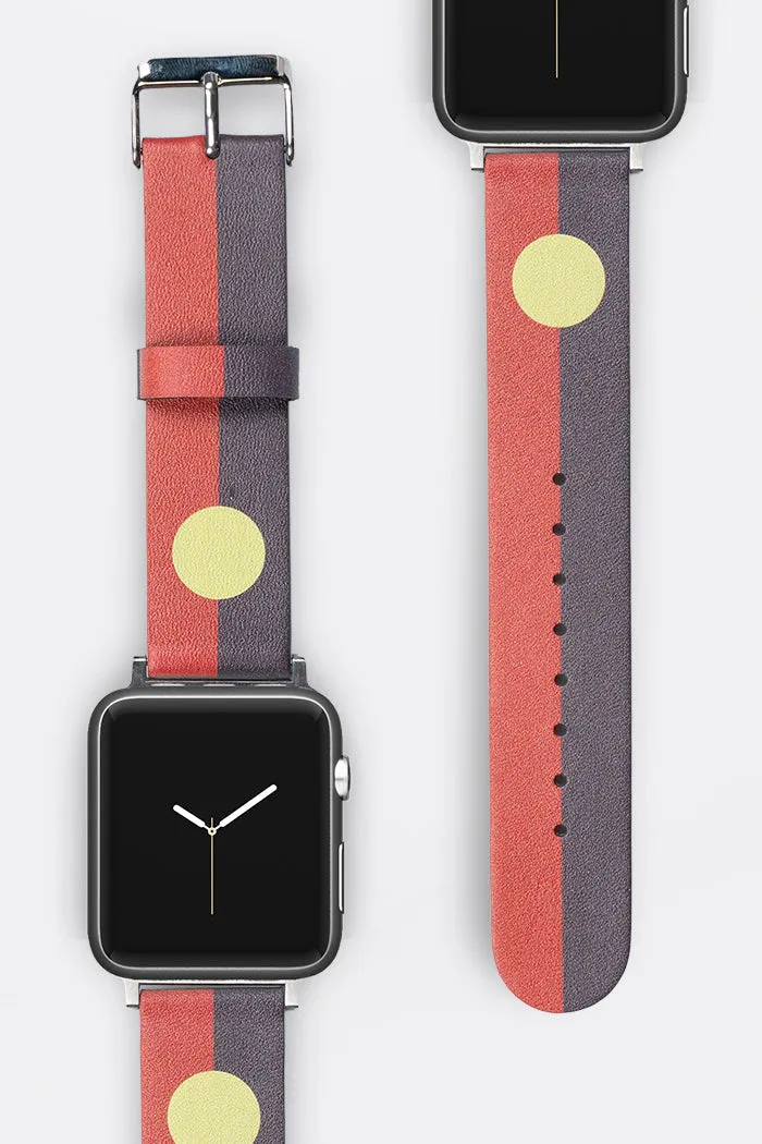 "Raise The Flag" Aboriginal Flag Vegan Leather Apple Watch Strap - FREE GIFT